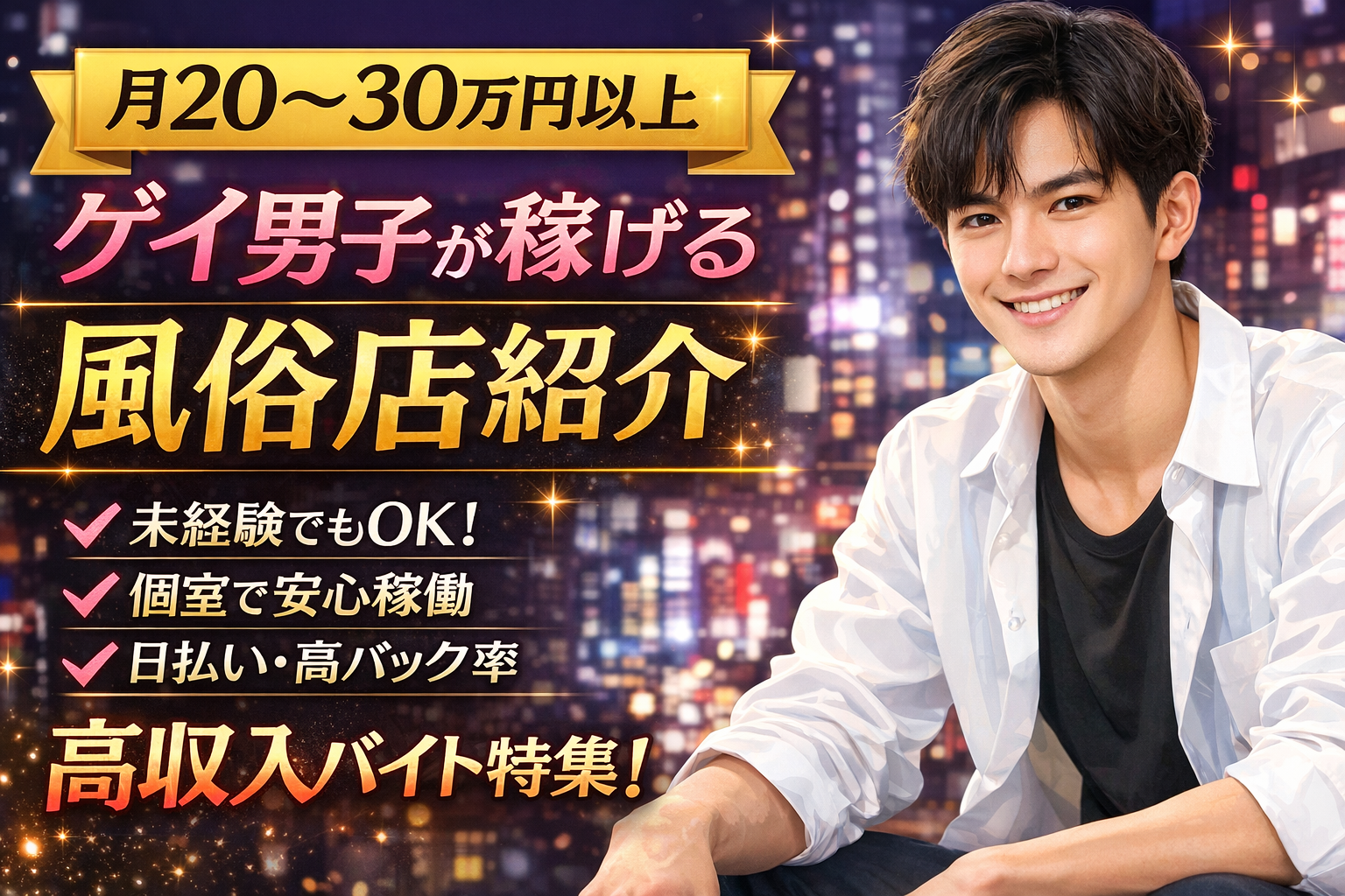 💰【月20～30万円以上】ゲイ男子がしっかり稼げる風俗店まとめ🌈✨